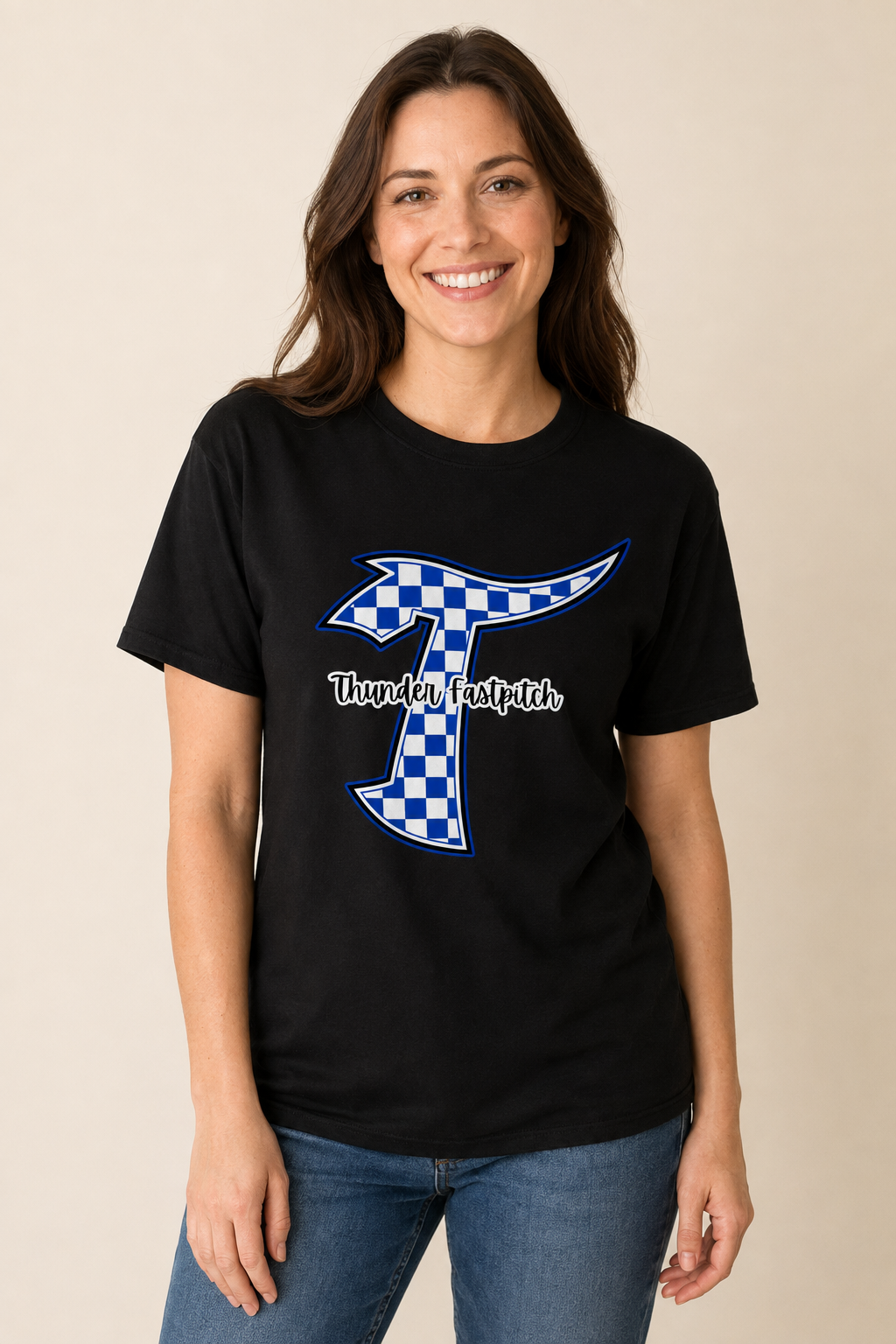Thunder Fastpitch Checkered “T” T-Shirt